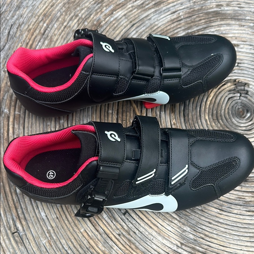 Peloton Black and Pink Athletic Cycling Shoes with Velcro Straps